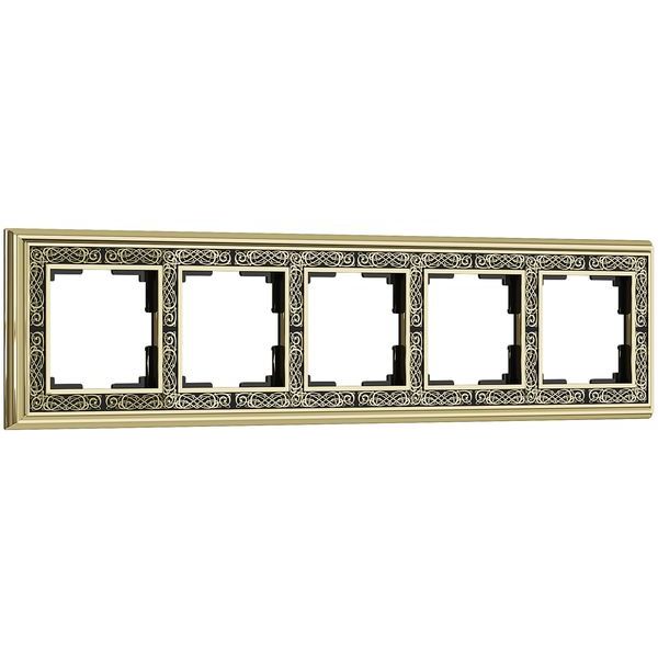 Рамка на 5 постов (золото/черный) WL77-Frame-05