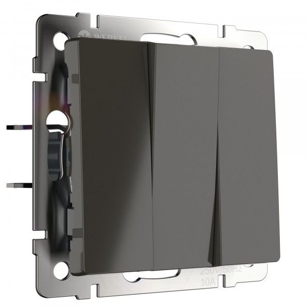WL07-SW-3G Выключатель трехклавишный  (серо-коричневый)