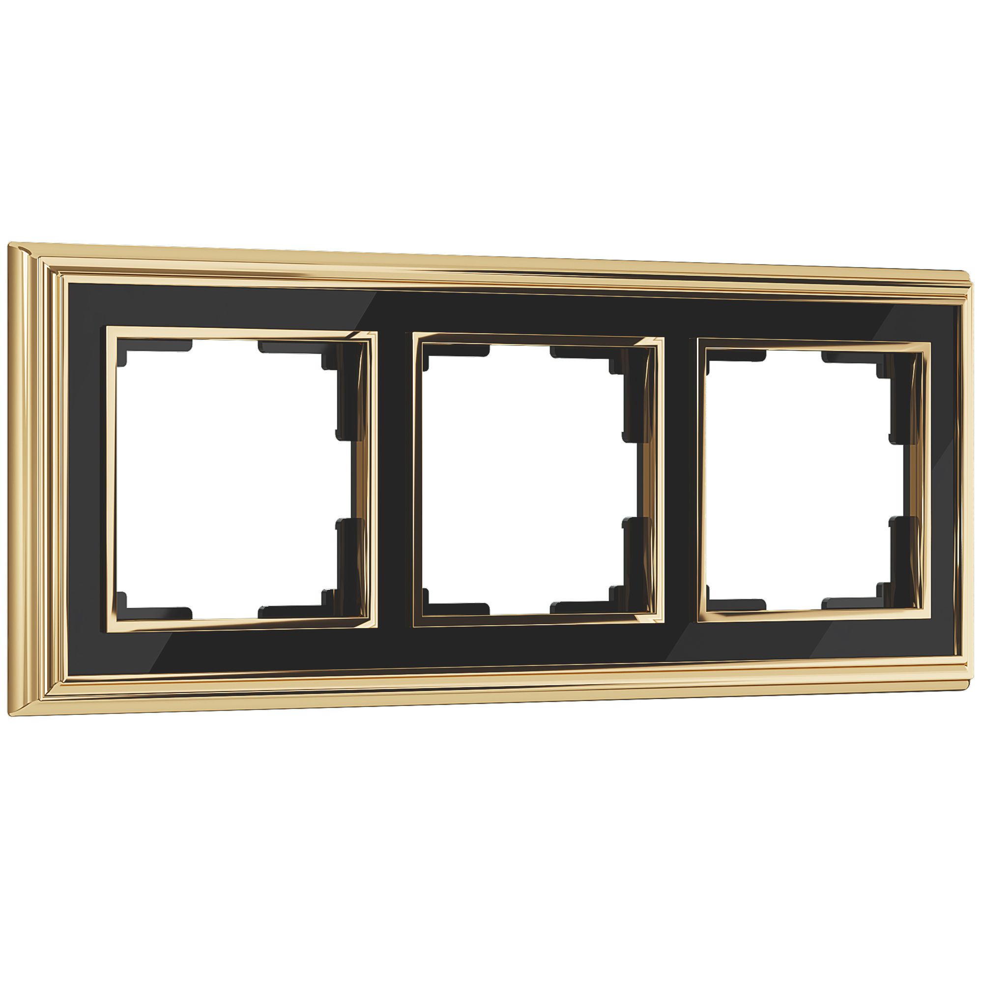 Рамка на 3 поста (золото/черный) WL17-Frame-03 WL17-Frame-03
